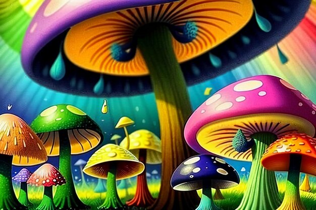 Fondo de papel tapiz de hongos venenosos coloridos fotografía HD no coma hongos venenosos