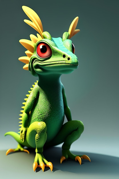 Foto fondo de papel tapiz de personaje de modelo de personaje de dibujos animados lindo bebé lagarto