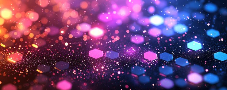 Foto fondo de papel tapiz de teléfono abstracto con hexágonos brillantes vibrantes en un estilo futurista digital