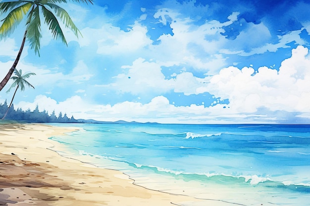 Fondo del paraíso de la playa pintado a mano