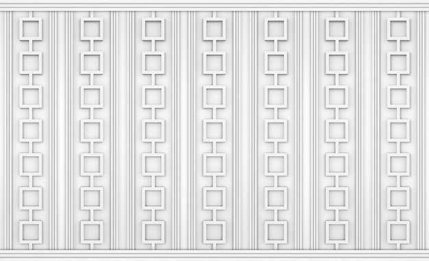 Foto fondo de pared de diseño vintage de panel de patrón de forma de línea cuadrada de madera blanca lujosa de representación 3d