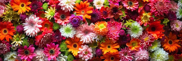 Foto el fondo de la pared de las flores con increíbles flores de crisantemo