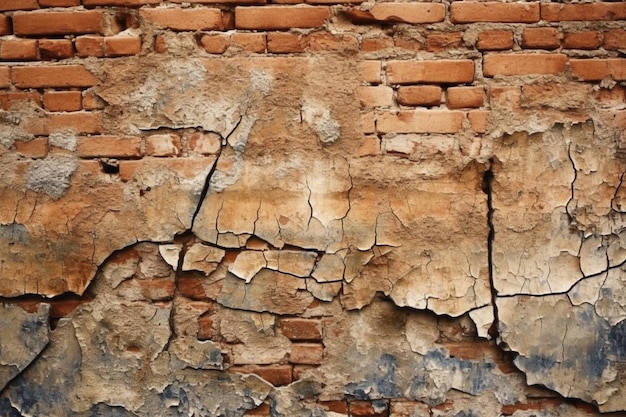 Fondo de pared de ladrillo agrietado