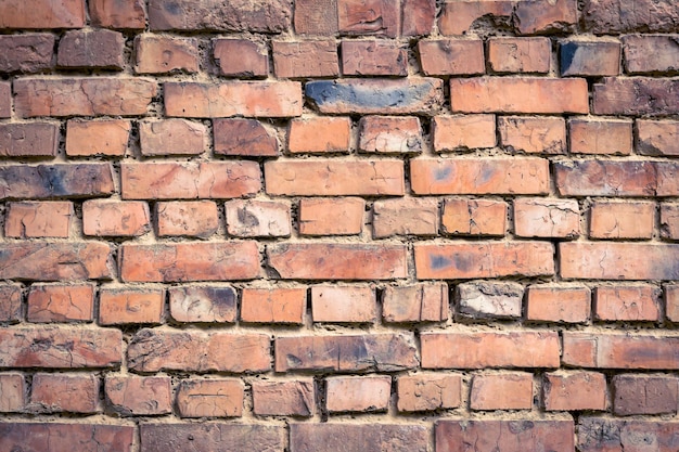 Foto fondo de pared de ladrillo desgastado viejo rojo efecto vintage patrón abstracto de ladrillos telón de fondo de hormigón grunge textura de cemento marrón material de construcción para decoración diseño arquitectura superficie rugosa