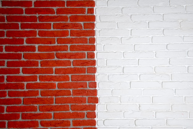 Fondo de pared de ladrillo rojo y blanco