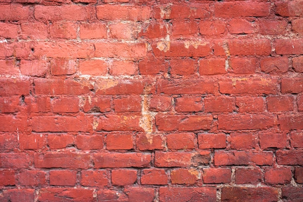 Fondo de pared de ladrillo rojo vacío de una antigua casa de ladrillo