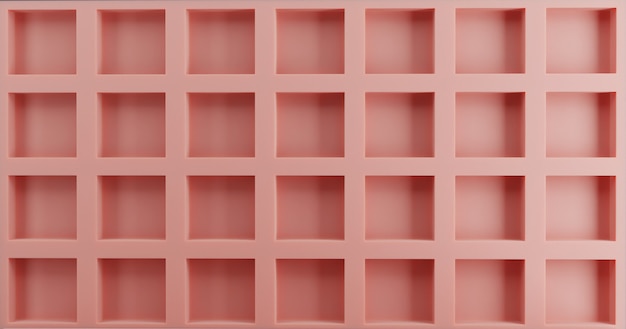 Fondo de pared de rejilla rosa. Tablero y pared decorativa de listones. Render 3d