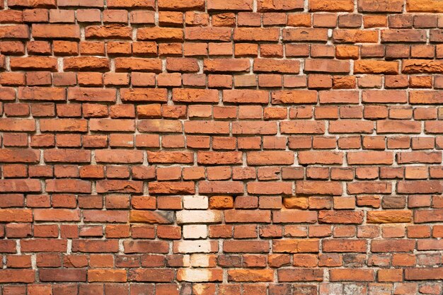 Foto fondo de pared roja de ladrillo vacío de una vieja casa de ladrillo