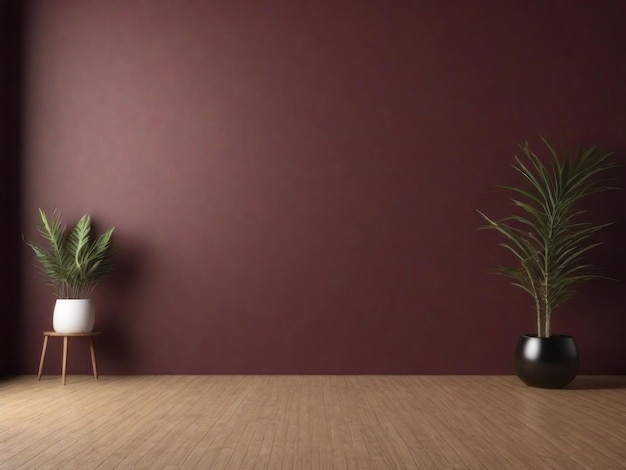 Fondo de pared rojo y plantas con sombras solares para presentaciones de productos generadas por IA