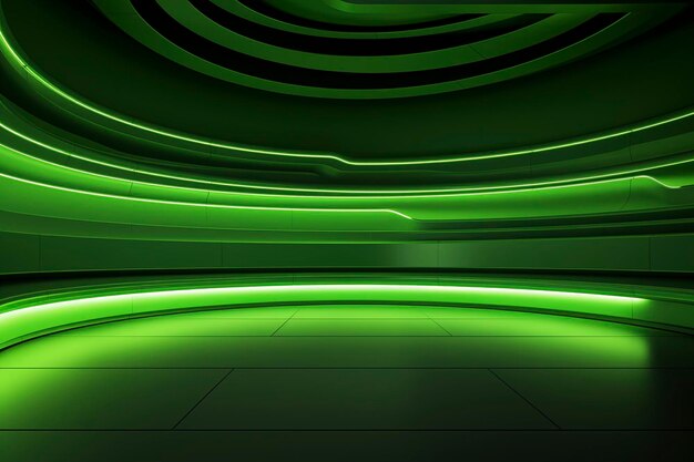 Foto un fondo de pared verde neón futurista con iluminación dinámica