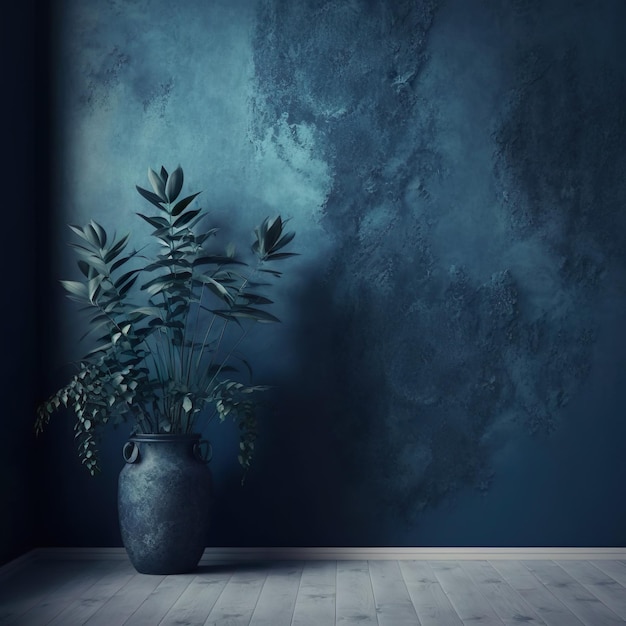 Fondo de pared de yeso veneciano pintado de azul oscuro decorativo hermosa textura de estuco abstracto