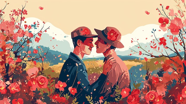 El fondo de la pareja gay de amor de San Valentín