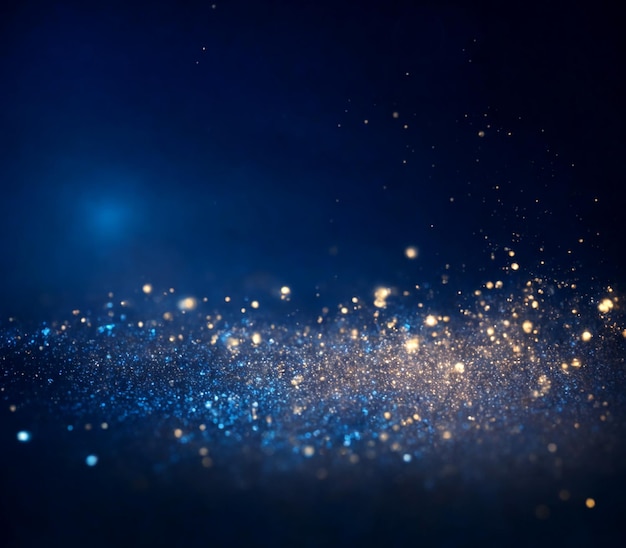 Fondo de partículas azul y dorado