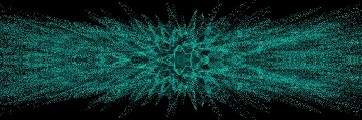 Foto fondo de partículas azules caóticas de textura abstracta azul