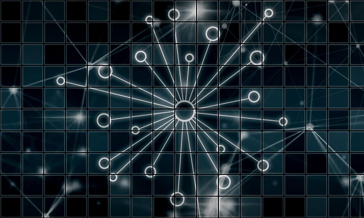 Foto fondo de partículas de tecnología abstracta realista