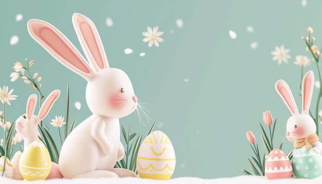 Foto fondo de pascua con colores pastel de conejo