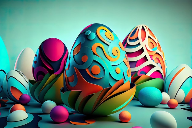 Fondo de pascua de geometría 3d con huevos. Para pancartas creativas.