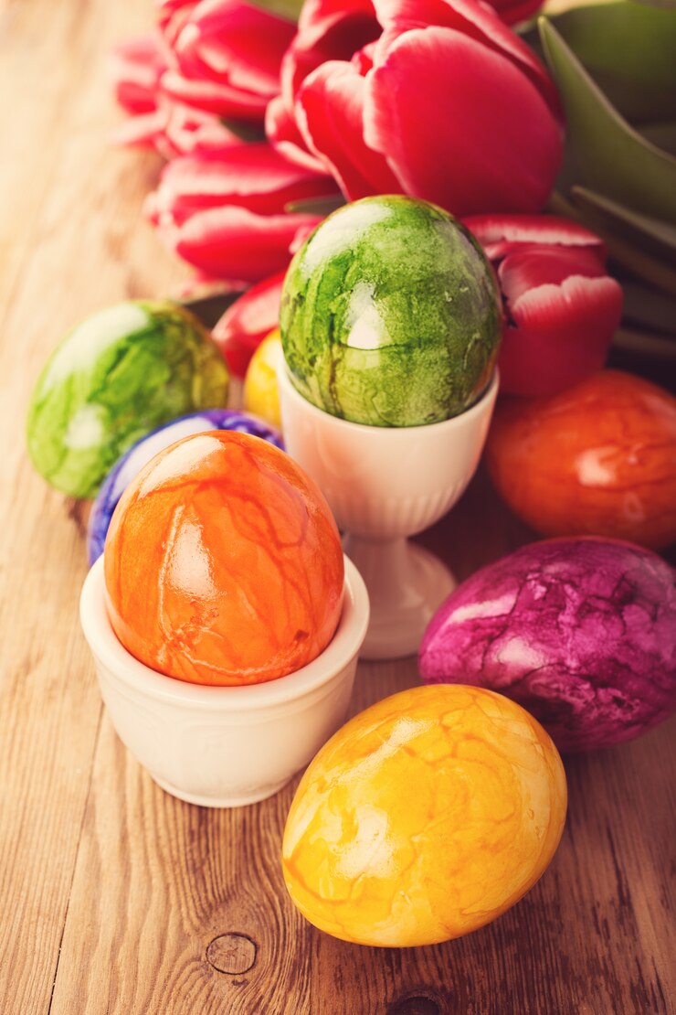 Fondo de Pascua con huevos de colores