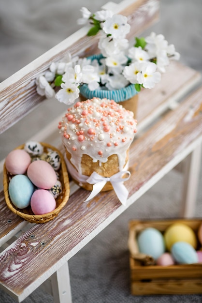 Fondo de Pascua Torta huevos y conejo