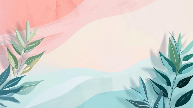 Fondo pastel abstracto con hojas de flores en un diseño minimalista de moda