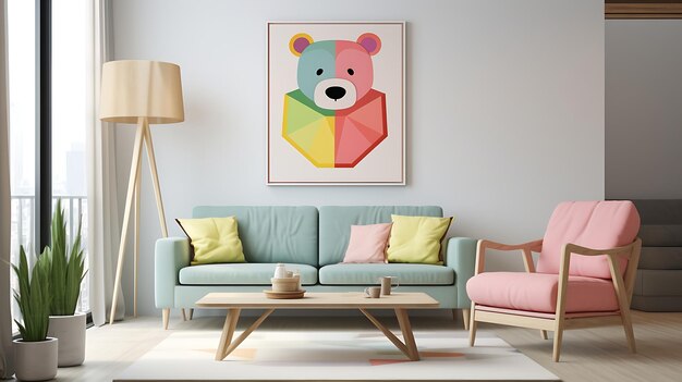 el fondo pastel de dibujos animados de oso lindo