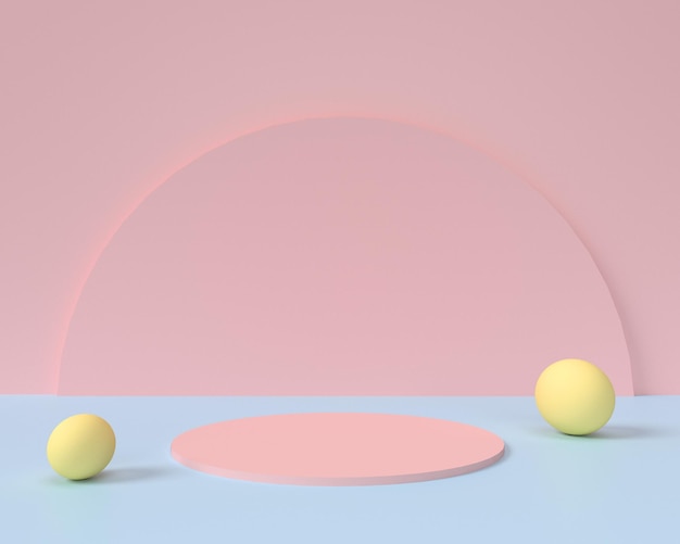 Fondo pastel geométrico 3D con podios de productos