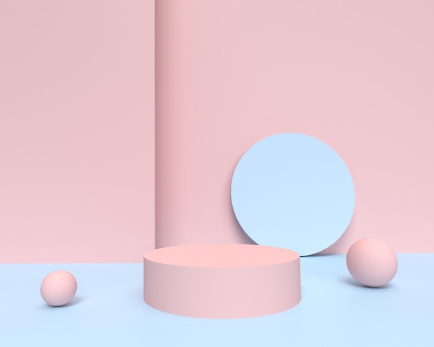 Fondo pastel geométrico 3D con podios de productos