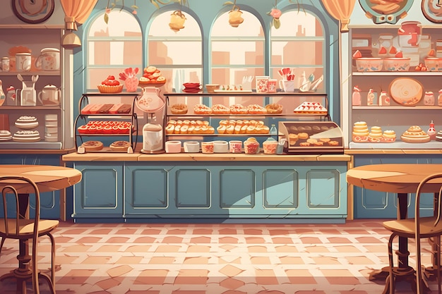 Foto el fondo de la pastelería