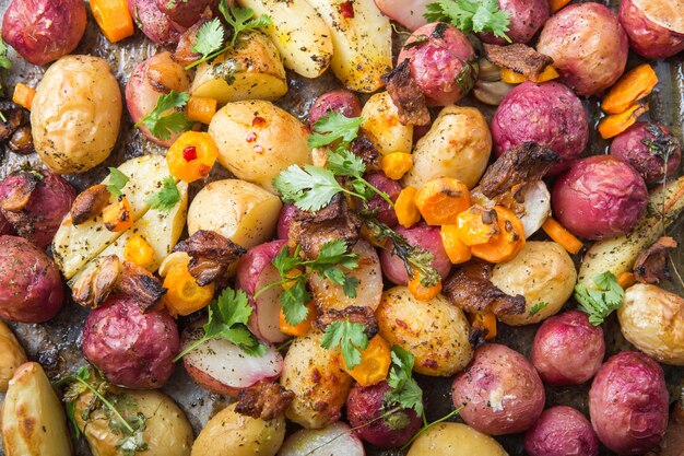 Fondo de patatas asadas