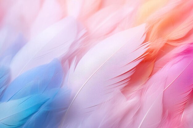 Fondo de patchwork de arco iris de plumas con colores pastel suaves