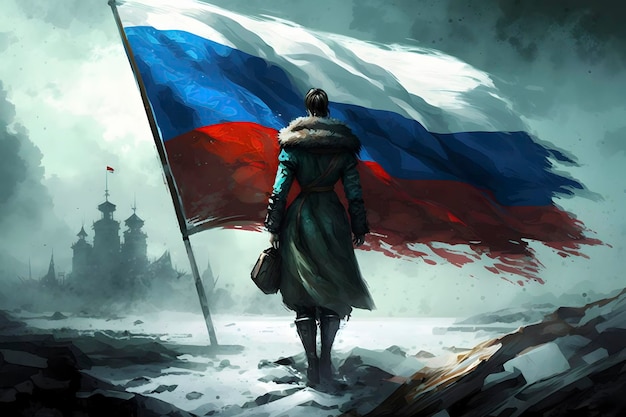Fondo patriótico con bandera rusa