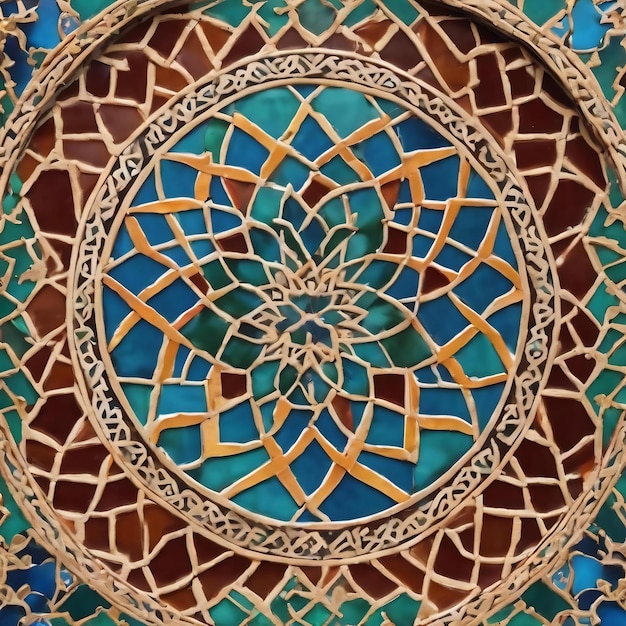 Foto fondo de patrón árabe ornamento islámico oriental azulejos marroquíes o zellij marroquíes