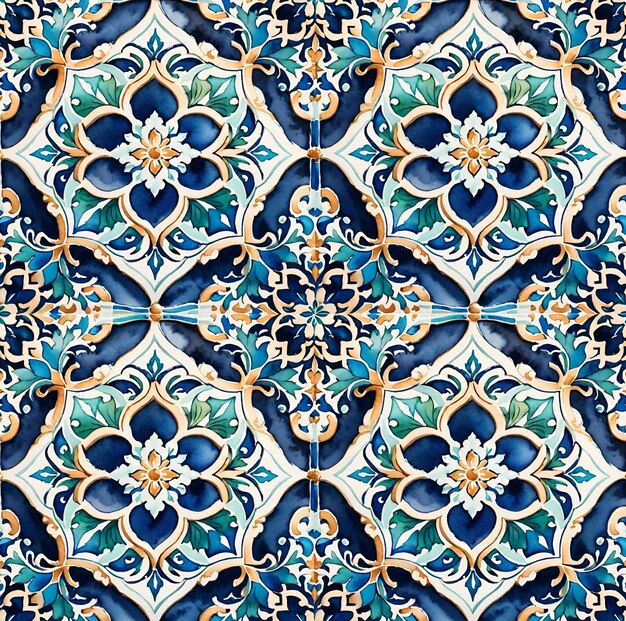 Foto fondo de patrón de azulejos islámico