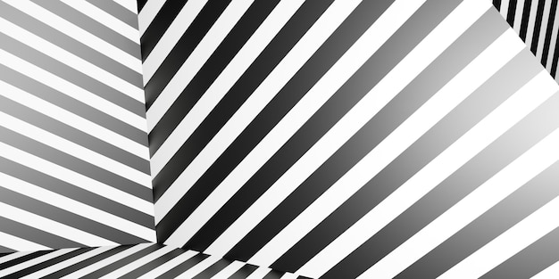Fondo de patrón de cebra líneas paralelas fondo diagonal ilustración 3D en blanco y negro