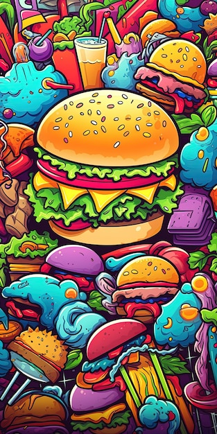 el fondo del patrón sin costuras de la hamburguesa