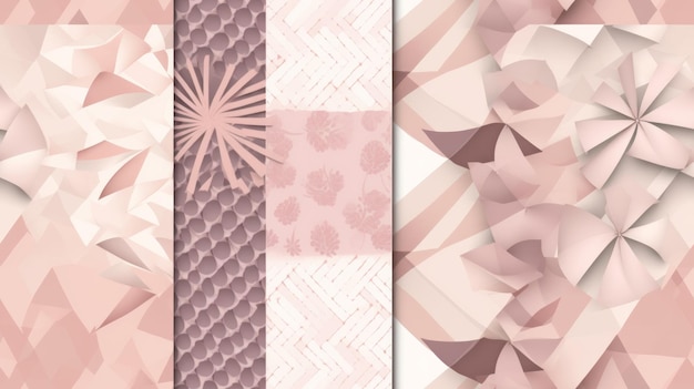 Fondo de patrón sin costuras con patrones geométricos japoneses tradicionales inspirados en pliegues de origami flor de cerezo rosa y texturas sutiles