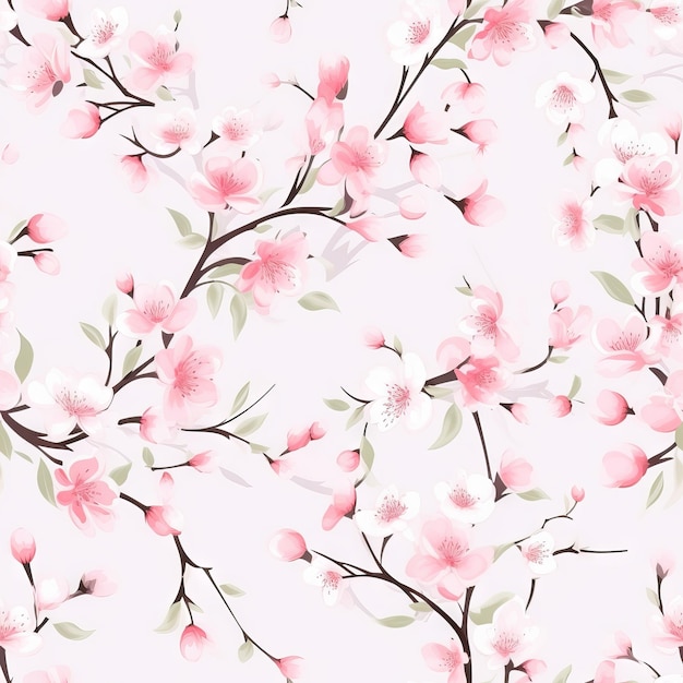 fondo de patrón sin costuras que muestra una sinfonía de flores de cerezo en plena floración