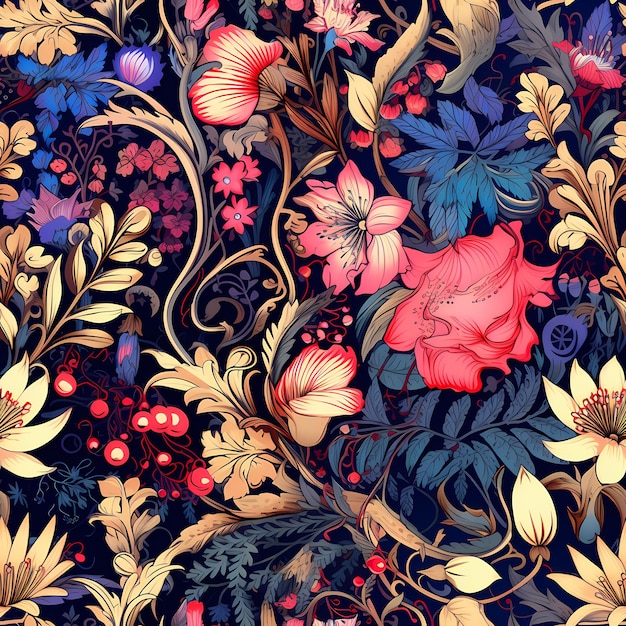 Fondo de patrón sin costuras de una variedad de flores multicolores