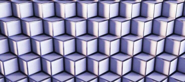 Foto fondo de patrón de cubos anchos púrpura creativo concepto de página de destino representación 3d