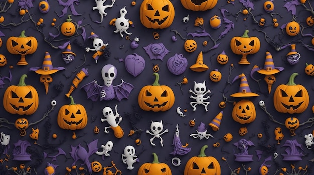 Fondo de patrón de dibujos animados de Halloween