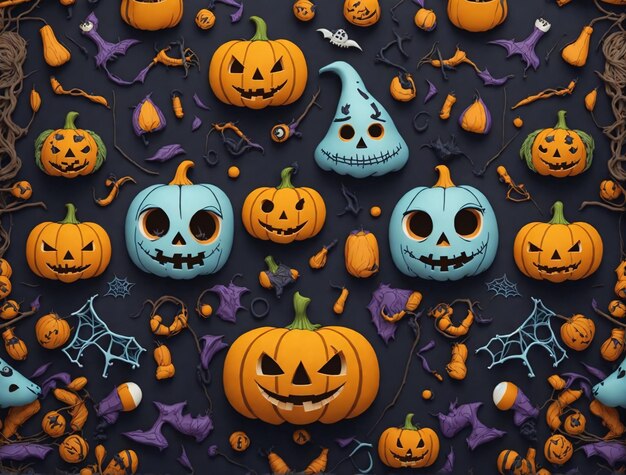 Fondo de patrón de dibujos animados de Halloween