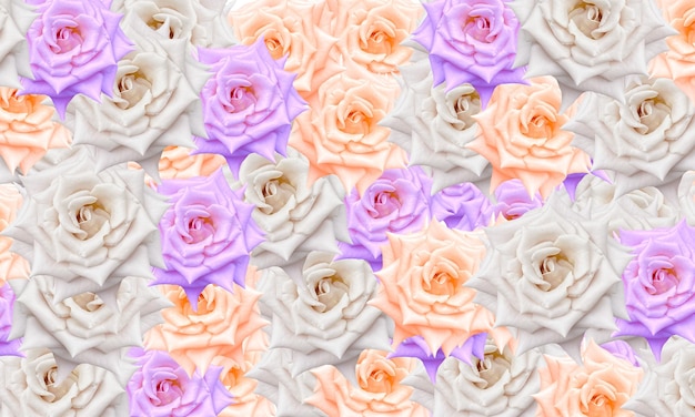 Fondo de patrón de flor color de rosa blanco y marrón púrpura colorido