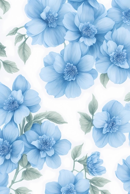 fondo con patrón floral azul sin costuras