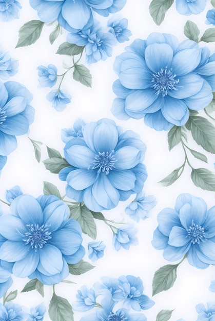 fondo con patrón floral azul sin costuras