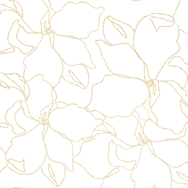 Fondo de patrón floral Png transparente con flor de oro dibujada a mano