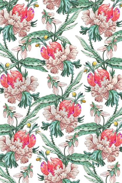 Fondo con patrón floral rosado de época