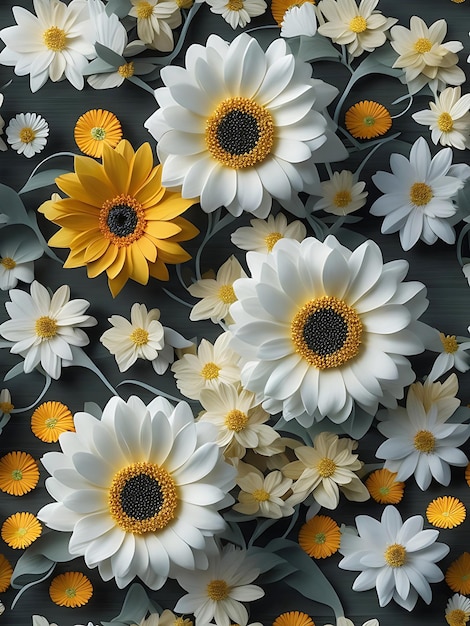 Fondo de patrón de flores de colores Estilo de arte de papel Fondo de pantalla detallado 3D Generative Ai