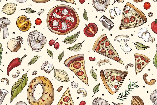 Foto el fondo con el patrón de los garabates de la pizza