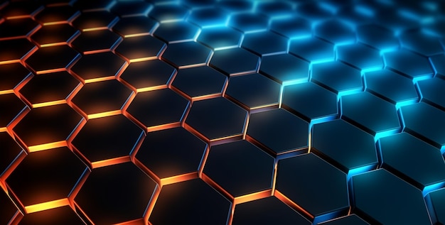 Fondo de patrón geométrico hexagonal con efecto luminoso