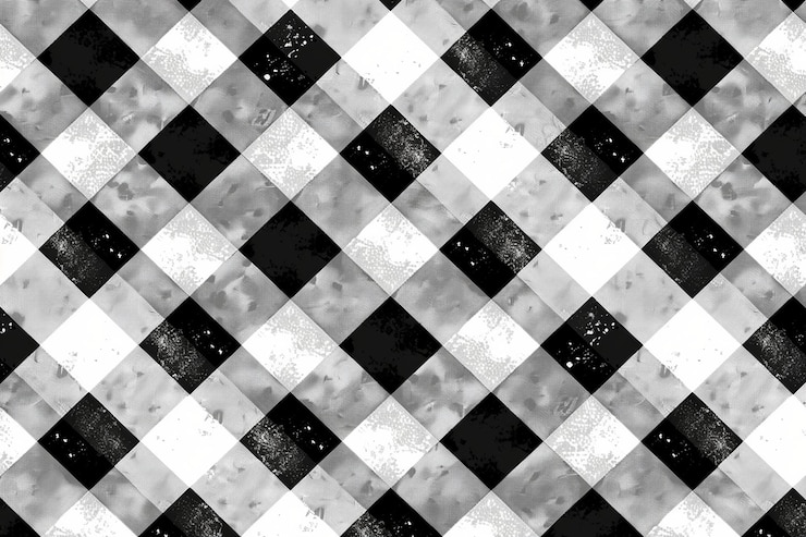 Foto fondo de patrón gingham en blanco y negro clásico